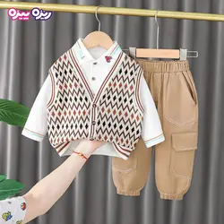 ست بلوز، شلوار و جلیقه کتان طرح NO 1 کد 2889