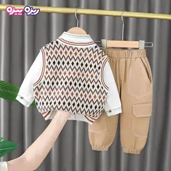 ست بلوز، شلوار و جلیقه کتان طرح NO 1 کد 2889