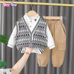 ست بلوز، شلوار و جلیقه کتان طرح NO 1 کد 2889