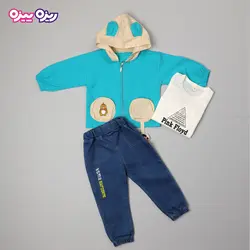 ست بلوز، شلوار و سوئیشرت کتان بند‌دار طرح Pink Floyd کد 2862