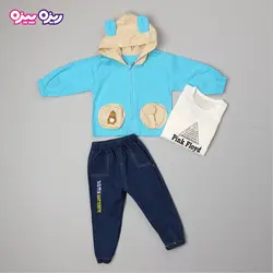 ست بلوز، شلوار و سوئیشرت کتان بند‌دار طرح Pink Floyd کد 2862