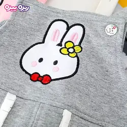 ست بلوز و سرهمی سوپر پنبه لاکرا دار راسته توردار استیکردار طرح خرگوش کد 2890