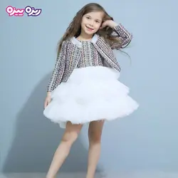 ست سارافون و کت تور مرواریددار توردار سگک‌دار طرح دامن مربعی کد 2887