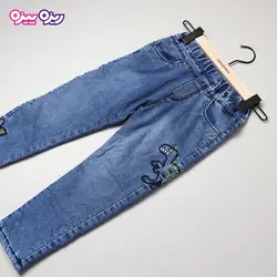 شلوار جین راسته طرح دایناسور کد 2820