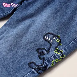 شلوار جین راسته طرح دایناسور کد 2820