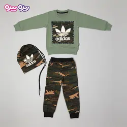 ست بلوز و شلوار دورس اسلش بند‌دار کلاه‌دار طرح adidas کد 2816