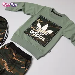 ست بلوز و شلوار دورس اسلش بند‌دار کلاه‌دار طرح adidas کد 2816