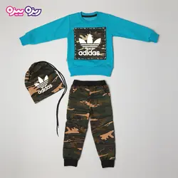 ست بلوز و شلوار دورس اسلش بند‌دار کلاه‌دار طرح adidas کد 2816