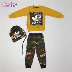 ست بلوز و شلوار دورس اسلش بند‌دار کلاه‌دار طرح adidas کد 2816