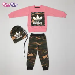 ست بلوز و شلوار دورس اسلش بند‌دار کلاه‌دار طرح adidas کد 2816