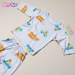 ست بلوز و شلوار پنبه لاکرا راسته طرح TRAFFIC JAM کد 2800