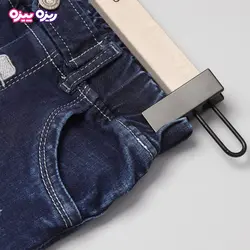 شلوار جین اسلش طرح کلاه و عینک وسیبیل کد 2733