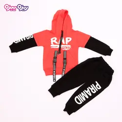 ست هودی و شلوار دورس اسلش بند‌دار طرح RAP کد 2714