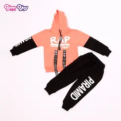 ست هودی و شلوار دورس اسلش بند‌دار طرح RAP کد 2714