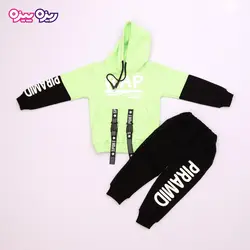 ست هودی و شلوار دورس اسلش بند‌دار طرح RAP کد 2714