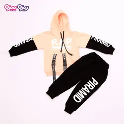 ست هودی و شلوار دورس اسلش بند‌دار طرح RAP کد 2714