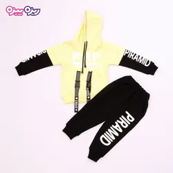 ست هودی و شلوار دورس اسلش بند‌دار طرح RAP کد 2714