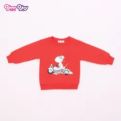 بلوز پنبه تک‌رو لاکرادار طرح موش دوچرخه سوار کد 2663