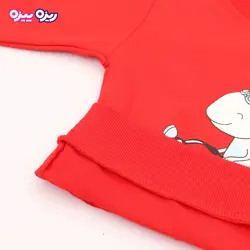 بلوز پنبه تک‌رو لاکرادار طرح موش دوچرخه سوار کد 2663