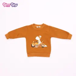 بلوز پنبه تک‌رو لاکرادار طرح موش دوچرخه سوار کد 2663