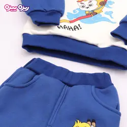 ست بلوز، شلوار و پافر پنبه دو رو لاکرادار اسلش طرح AHA کد 2703