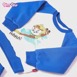 ست بلوز، شلوار و پافر پنبه دو رو لاکرادار اسلش طرح AHA کد 2703