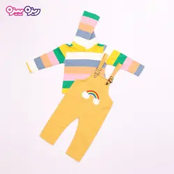 ست هودی و سرهمی کتان راسته طرح رنگین کمان کد 2700