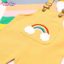 ست هودی و سرهمی کتان راسته طرح رنگین کمان کد 2700