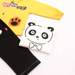 ست بلوز، شلوار و سوئیشرت پنبه دو رو لاکرادار طرح پاندا کد 2698