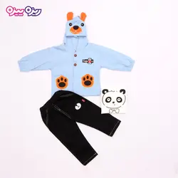 ست بلوز، شلوار و سوئیشرت پنبه دو رو لاکرادار طرح پاندا کد 2698