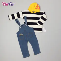 ست هودی و سرهمی پنبه دو رو لاکرادار طرح رنگین کمان کد 2859