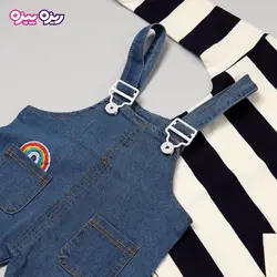 ست هودی و سرهمی پنبه دو رو لاکرادار طرح رنگین کمان کد 2859