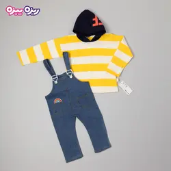 ست هودی و سرهمی پنبه دو رو لاکرادار طرح رنگین کمان کد 2859