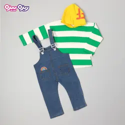 ست هودی و سرهمی پنبه دو رو لاکرادار طرح رنگین کمان کد 2859