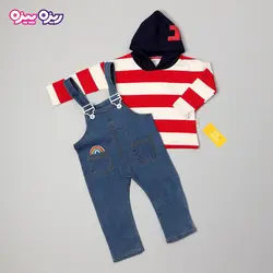 ست هودی و سرهمی پنبه دو رو لاکرادار طرح رنگین کمان کد 2859