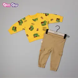ست بلوز و شلوار دورس اسلش طرح دایناسور کد 2848