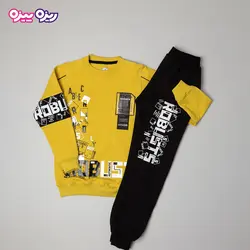 ست بلوز و شلوار پنبه دو رو لاکرادار اسلش طرح ROBUSTS کد 2844