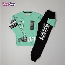 ست بلوز و شلوار پنبه دو رو لاکرادار اسلش طرح ROBUSTS کد 2844