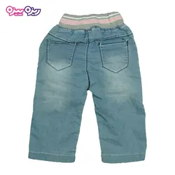 شلوارک جین راسته پاپیون‌دار طرح دختر بادکنک به دست کد 2586