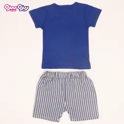 ست تی‌شرت و شلوارک پنبه تک‌رو لاکرادار طرح FUTURE FIREEIGHTER کد 2538