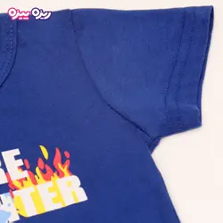 ست تی‌شرت و شلوارک پنبه تک‌رو لاکرادار طرح FUTURE FIREEIGHTER کد 2538