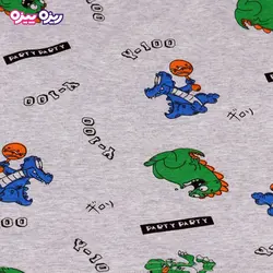 ست تی‌شرت و شلوارک پنبه تک‌رو لاکرادار طرح دایناسور Y-100 کد 2534