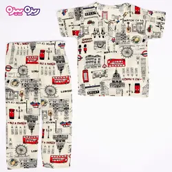 ست تی‌شرت و شلوار نخی طرح LONDON کد 2499