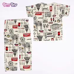 ست تی‌شرت و شلوار نخی طرح LONDON کد 2499