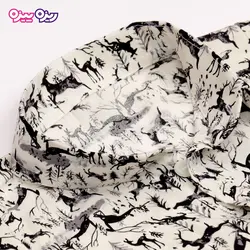 پیراهن نخی طرح گوزن کد 2493