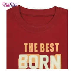 ست تی‌شرت و شلوارک پنبه تک‌رو لاکرادار طرح BORN TO WIN کد 2571