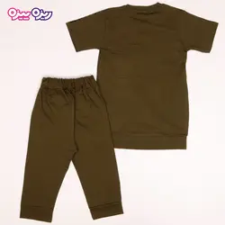 ست تی‌شرت و شلوارک پنبه تک‌رو لاکرادار طرح KIDS SPERTING FOR TEAM کد 2473