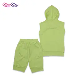 ست هودی و شلوارک پنبه تک‌رو لاکرادار اسلش طرح Ferrari کد 2459