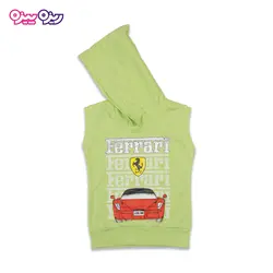 ست هودی و شلوارک پنبه تک‌رو لاکرادار اسلش طرح Ferrari کد 2459