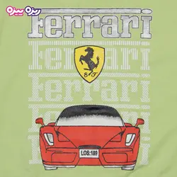 ست هودی و شلوارک پنبه تک‌رو لاکرادار اسلش طرح Ferrari کد 2459